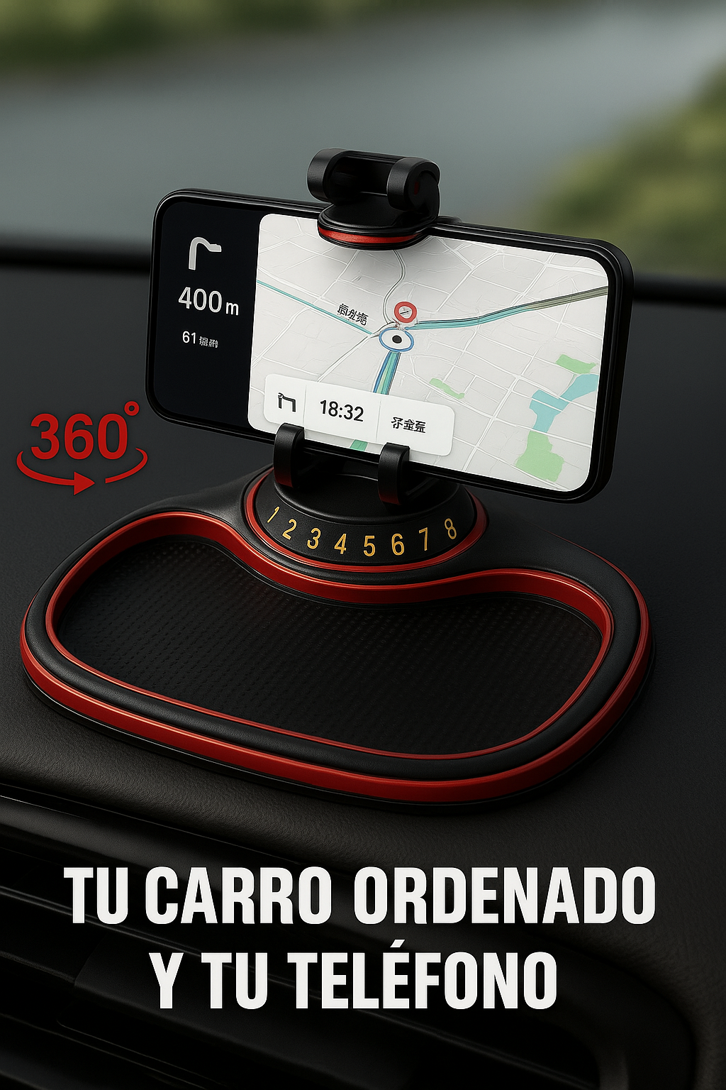 🏎️ ORGANIZADOR ANTIDESLIZANTE PARA CARRO CON SOPORTE DE CELULAR 360° – DROPS