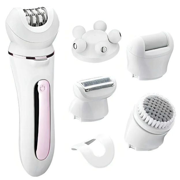 Depiladora Eléctrica Multifuncional 6 en 1 para Mujer – Depilación, Rasurado, Exfoliación y Masaje en Casa